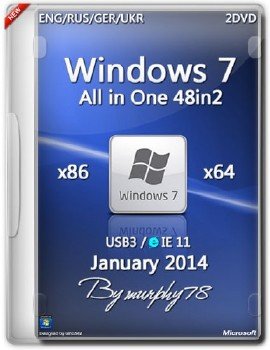 Windows 7 SP1 AIO 48in2 IE11 Jan2014 ( x86/x64) (2014) (ENG/RUS/GER/UKR) 2 DVD