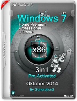 Windows 7 SP1 x86 3in1 Pre-Activated Oktober 2014 by Generation2