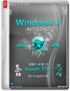 Windows 7 SP1 AIO 52in2 x86/x64 IE11 August 2014