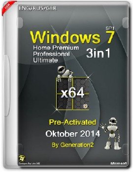 Windows 7 SP1 x64 3in1 Pre-Activated Oktober 2014 by Generation2 (ENG/RUS/GER)