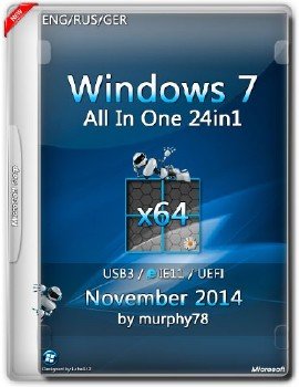 Windows 7 SP1 AIO 24in1 x64 UEFI IE11 November 2014 (ENG/RUS/GER)