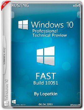 Windows 10 Pro Technical Preview 10051 x64 US-RU FAST