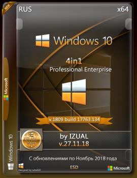 Windows 10 Professonal+ Enterprise x64 4in1 v.1809 RS5 build 17763.134 by IZUAL v.27.11.18 (esd)